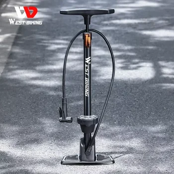 WEST BIKEKING 160 dviračių grindų siurblys su manometru Darbą taupantis aliuminio lydinio padangų pripūtimo įtaisas MTB plento dviračiui E-dviračiui