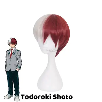Todoroki Shoto Cosplay kostiumas Anime My Hero Academia Gender Transition Wig Only Cosplay kostiumas Pusiau raudonas ir pusiau baltas perukas