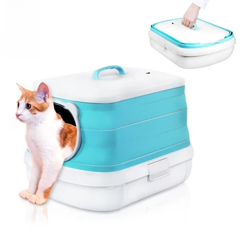 Naujai pristatytas didelis kačių kraiko baseinas, visiškai uždaras ir sulankstomas, nešiojamas nepralaidus nuotėkiui, šlapinimasis, kačių tualeto valymas