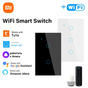 Xiaomi WiFi JAV išmanusis jungiklis Reikia neutralaus laido 1/2/3/4 Gaujos šviesos jungiklis Tuya Smart Life APP valdymo palaikymas Alexa Google Home