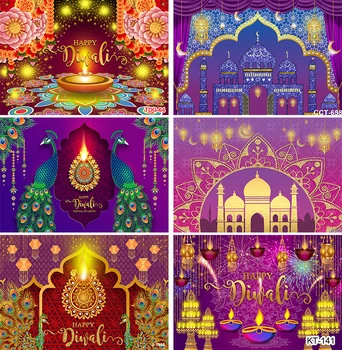 Laimingas Diwali fonas fotografijai Indijos festivalio fonas namų vakarėliui Raudona deganti šviesa Indijos vakarėlių dekoracijos