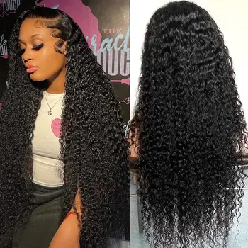 13x4 13x6 Deep Wave Frontal Wig Žmogaus plaukai 40 colių Brazilijos ilgi garbanoti perukai Iš anksto nupeštas 360 Hd nėrinių priekinis perukas moterims