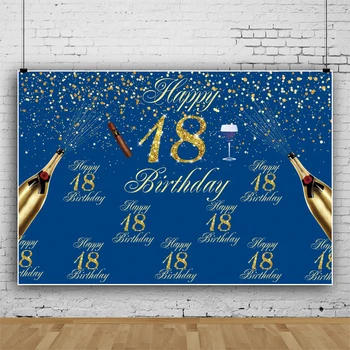 Laeacco mėlynas fonas fotografijai Auksiniai taškai 18-asis gimtadienio vakarėlis Pritaikytas plakato raštas Nuotraukų fonas 