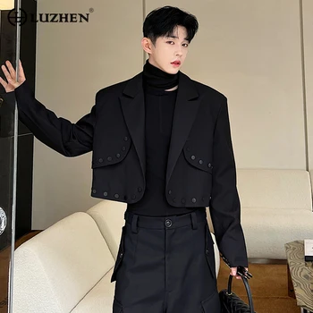 LUZHEN 2024 Spring Trendy Slicing Design Casual Short Elegant Suits Jacket Men's High Street Korean Luxury Blazer Coat B361dc