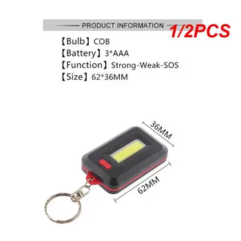 1/2PCS Nešiojamas mini COB LED raktų pakabukas žibintuvėlis raktų pakabukas raktų pakabuko lemputė su karabinu stovyklavimui Žygiai pėsčiomis