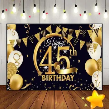 Happy 42/43/44/45/50th Birthday King Background Photography Balloon Smash Cake Queen Custom Background Route 66 Photo Photocall