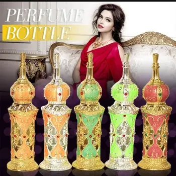 Subtilūs lengvi prabangūs kvepalų buteliukai Arabiško stiliaus kosmetikos indas Antikvarinis metalas Karališkas eterinio aliejaus buteliukas Vestuvių dovanos
