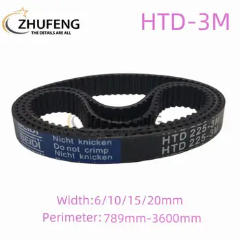 ZHUFENG HTD 3M guminis žiedinis sinchroninis 3mm žingsnio ilgio diržo pralaidumas 6、10、15、20mm perimetras 789mm-3600mm