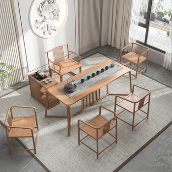 Hxl Kombucha arbatos stalo kėdės derinys Zen Naujo kinų stiliaus arbatos stalas Senas guobų arbatos stalas Juodas riešutas