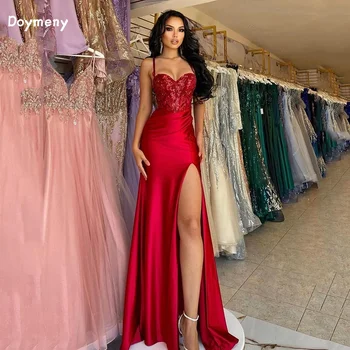 Doymeny Spagečių dirželis Vakarinė suknelė Išsiliejusi blizgučiai Arabų įžymybių grindų ilgis Prom suknelė Dubajus Oficiali speciali vakarėlio suknelė