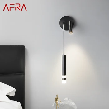 AFRA Modern Black Copper Bedsid Light LED Simply Creative Brass Wall Lamp namų svetainei