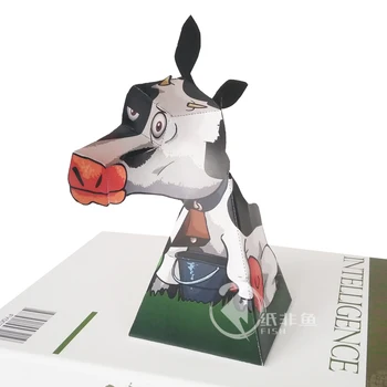 Optinės iliuzijos Karvės papuošalai Sulankstomi mieli mini 3D popieriaus modeliai Popieriniai dirbiniai 