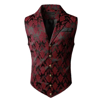 Vyriškas retro kostiumas Liemenė Oficiali gotikinė Steampunk Viktorijos laikų viengulė krūtinė liemenė Vestuvių verslo laisvalaikio kostiumas liemenė
