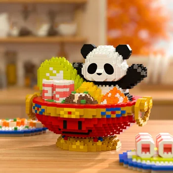 Kinija Skanus maistas Hotpot Micro Diamond Block Animacinis filmas Panda Konstravimo kaladėlės Surinkite nanoplytas Surinkite žaislą vaikams Dovanos