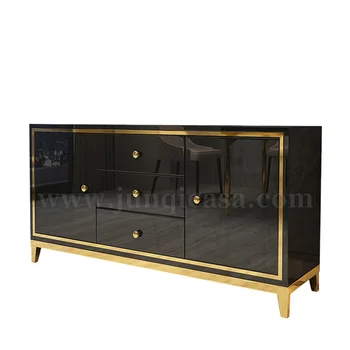 Valgomojo baldų spintelė Komoda Grūdinto stiklo viršutinė svetainės spintelė su nerūdijančio plieno koja