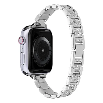 uhgbsd Moterų DiamonD-encrusteD metalo juosta Apple Watch 45 44 41 40 42 38SE Apyrankė IWatch SerieS 8 7 6 5 4 Dirželis