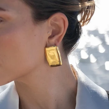 Fashion Jewelry European and American Design Beaten Metal Geometriniai auskarai moterims Vakarėlių dovanos Perdėti ausų aksesuarai