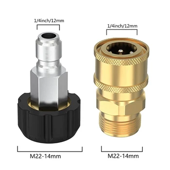 Quick Connector Set Pressure Washers M22 Coupler Adapter to 1/4Inch Quick Disconnect for Hoses Pumps MaxPressure 5000PSI