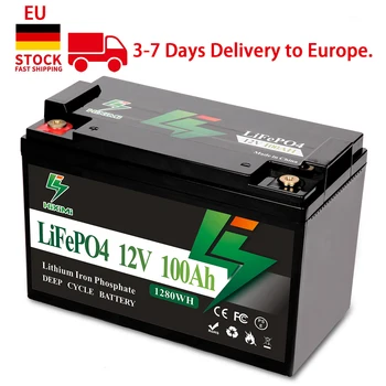LiFePO4 akumuliatorius 12V Bluetooth 100Ah ličio geležies fosfato gilusis ciklas, 100A išmanusis BMS, palaikykite Europos baterijų seriją arba lygiagrečiai
