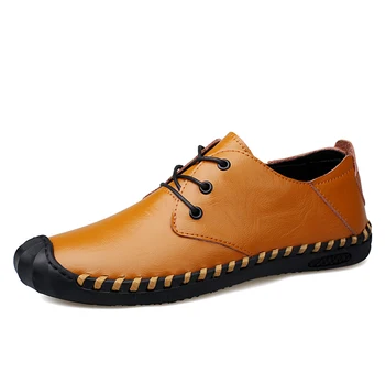Vasaros aukštos kokybės klasikiniai žygio batai vyriški juodi plokšti laisvalaikio batai verslo biuro suknelės batai geltoni odiniai batai vyrams