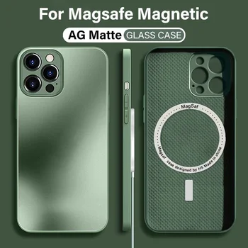 skirta Magsafe AG Matinis magnetinis silikoninis dėklas, skirtas iPhone 15 14 13 12 11 Pro Max stiklo objektyvo belaidžio įkrovimo dangtelio telefono priedai