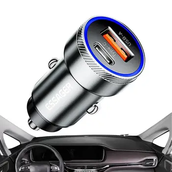 Mini automobilinis įkroviklio adapteris 54W automobilinis žiebtuvėlis USB įkroviklis Greitas įkrovimas Dvigubas USB C automobilinis įkroviklis mobiliesiems telefonams Planšetiniai kompiuteriai Įkrovimas