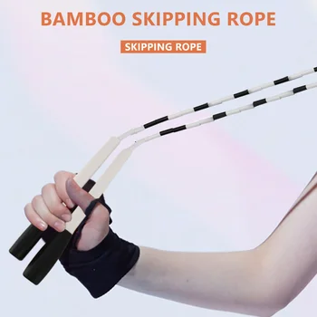 Bambuko praleidimas Virvės energijos strypo rankena Tiesi bambuko praleidimo virvė Praleidžianti virvė Storas karoliukas Fitneso šuolio virvė