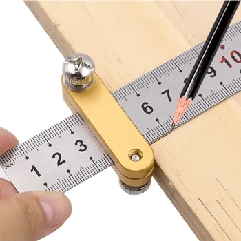 Plieno liniuotės pozicionavimo blokas Medžio apdirbimo įrankis Kampas Scriber linijos žymėjimo matuoklis Dailidžių raštininkas mediniams darbo priedams