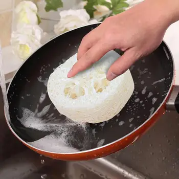 3 pakuotė 4 colių šveičiamasis natūralus lufas moliūgas kempinė vonia trinti indus valymo šveitimo įrankis Buitinės virtuvės valymo priemonės
