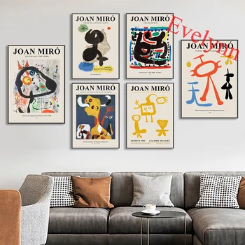 Moderni drobė Joan Miro paroda Meno atspaudai Plakatas Abstrakčių paveikslų muziejus Paroda Pagrindinis Sienų dekoro tapyba Svetainei