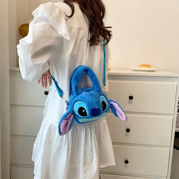 Disney Lilo & Stitch Plush Toys Kawaii Plush Messenger Bag Girl rankinė Anime įdaryti žaislai Vaikų animacinis filmas Pliušinis minkštas krepšys