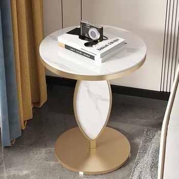 Marmuriniai prabangūs kavos staliukai Modernus efektas Auksas Šiaurės šalių mažas šoninis staliukas Kojos Metalinis Minimalistinis Stolik Kawowy Namų baldai