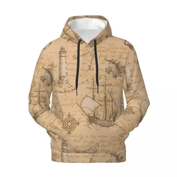 Sailing Compass Essentials Hoodies Autumn Retro stiliaus džemperiai su gobtuvu Pora Harajuku klasikinis oversize megztinis su gobtuvu
