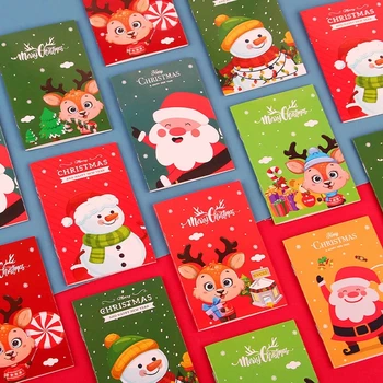 10Pcs Cartoon Chritmas Notepad Small Notebook Pocket Journal Notepad Daily To-do-list Lined for Writing Journaling