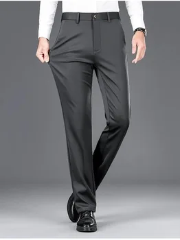 Vyriškos dalykinės aksominės kostiuminės kelnės Tiesios kelnės Siuvinėtos poilsio kostiumo apačios Patogios oficialios tamprios oficialios kelnės