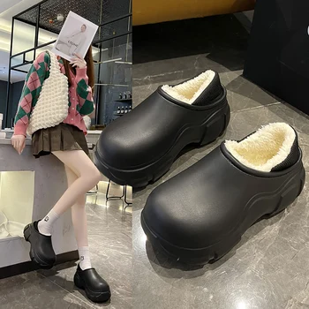Moteriški butai Batai Kailis Pliušiniai šilti medvilniniai batai Nauja mados platforma Šlepetės Šlepetės Šlepetės Kulkšnis Sniego batai 2023 Žieminiai namų batai