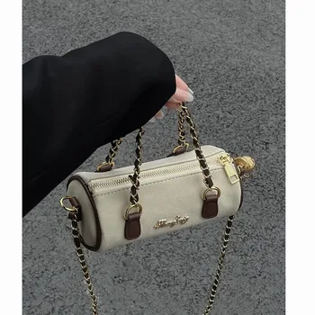 2023 Nauji ins Personalized Trendy Women's Bag Premium Retro Chain Cylinder Bag Small Handbag One Shoulder Crossbody Bag