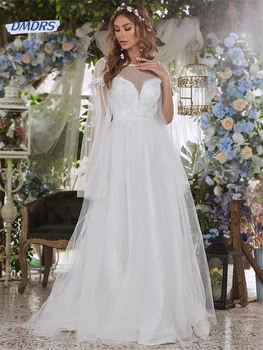 Romantic Appliques Batwing Sleeve Vestuvinė suknelė Bohemian A-line Floor-length Bridal Gown Pastrol Vestidos De Novia