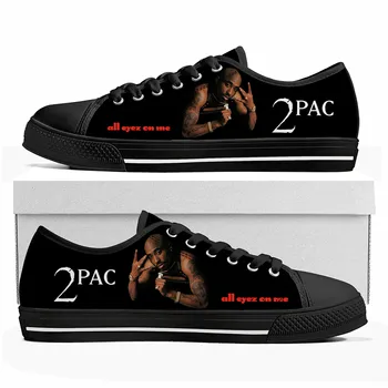 Rap 2Pac Tupac All Eyez on Me Low Top Aukštos kokybės sportbačiai Vyrai Moterys Paauglys Drobė Sportbačiai Atsitiktiniai poros batai Individualūs batai