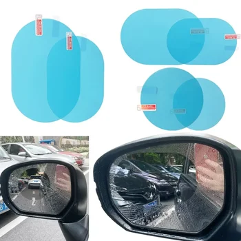 Automobilio galinio vaizdo veidrodžio plėvelė šoninis langas Lietaus nepraleidžianti skaidri plėvelė 2Vnt Priešrūkinis lango veidrodėlis Apsauginis lipdukas Automobilių priedai
