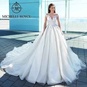 Michelle Royce Prabangios vestuvinės suknelės moterims 2023 Mieloji Putojančių karoliukų siuvinėjimo vestuvinė suknelė Vestidos De Novia