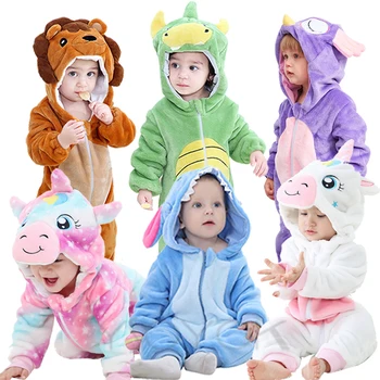 Kūdikių romperiai Žiemos Kigurumi vienaragio kostiumas mergaitėms Berniukai Mažylis Kombinezonas Kūdikiams Drabužiai Pižamos Vaikiški kombinezonai Ropa Bebes