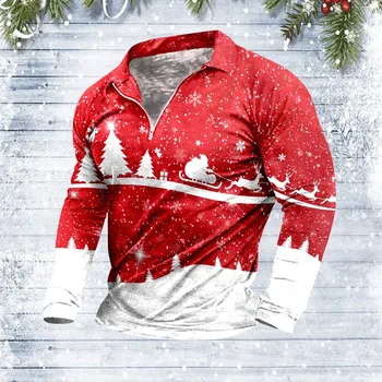 Half Zipper Polo marškiniai vyrams Mada Kalėdiniai vyriški džemperiai Ruduo Vintage Vyriški megztiniai Džemperiai Džemperiai Laisvalaikio viršugalviai ilgomis rankovėmis