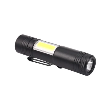 JHD-New Mini nešiojamas aliuminio Q5 LED žibintuvėlis XPE&COB darbo šviesos žibintas Galingas rašiklio žibinto lempa 4 režimai naudoja 14500 arba AA