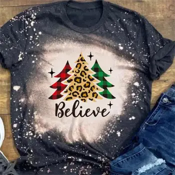 Nauji moteriški vakarietiško stiliaus marškinėliai RedSoft medvilnės eglutės marškinėliai su Kalėdų seneliu Unisex Girls Boys Retrol Tops Kalėdoms