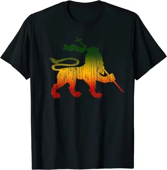 Liūtas iš Judo genties O-kaklo medvilniniai marškinėliai Vyrai Laisvalaikio trumpomis rankovėmis Trišakiai Tops Harajuku gatvės apranga
