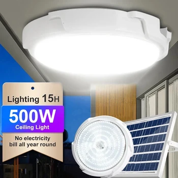 500W lauko saulės prožektorius Vidinis LED vandeniui atsparus apskritas baltų lubų šviestuvas, reguliuojamas kiemo ir garažo apšvietimui