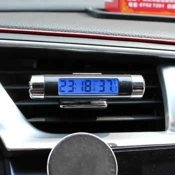 Automobilio laikrodis Skaitmeninis termometras Laiko laikrodis 2 in 1 Automatiniai laikrodžiai Šviečiantis LCD ekranas Foninis apšvietimas Skaitmeninis ekranas Automobilių stiliaus priedai