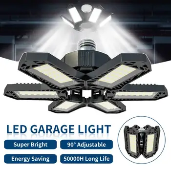 LED garažo šviestuvas E26 / E27 deformuojami lubų šviestuvai LED žibintai garažo sandėlio dirbtuvių apšvietimui su 6 reguliuojamu skydeliu