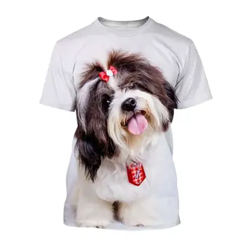 New Summer Tide Fashion Pet Dog Pattern Vyriški marškinėliai Casual 3D Print Trišakiai Hip Hop asmenybė Apvalus kaklas Trumpomis rankovėmis